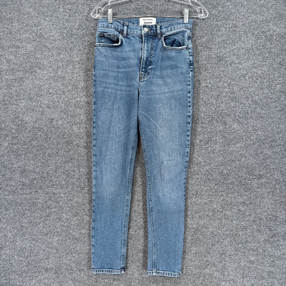 Reformation Jeans Slim Women 26 Blue High Rise Denim Sustainable Casual